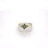 Marquise cut Emerald and diamond ring. 14kt yellow gold ring